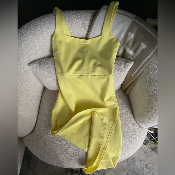 Yellow Bodycon Square Neck Tank Midi Dress - Picture 11 of 16